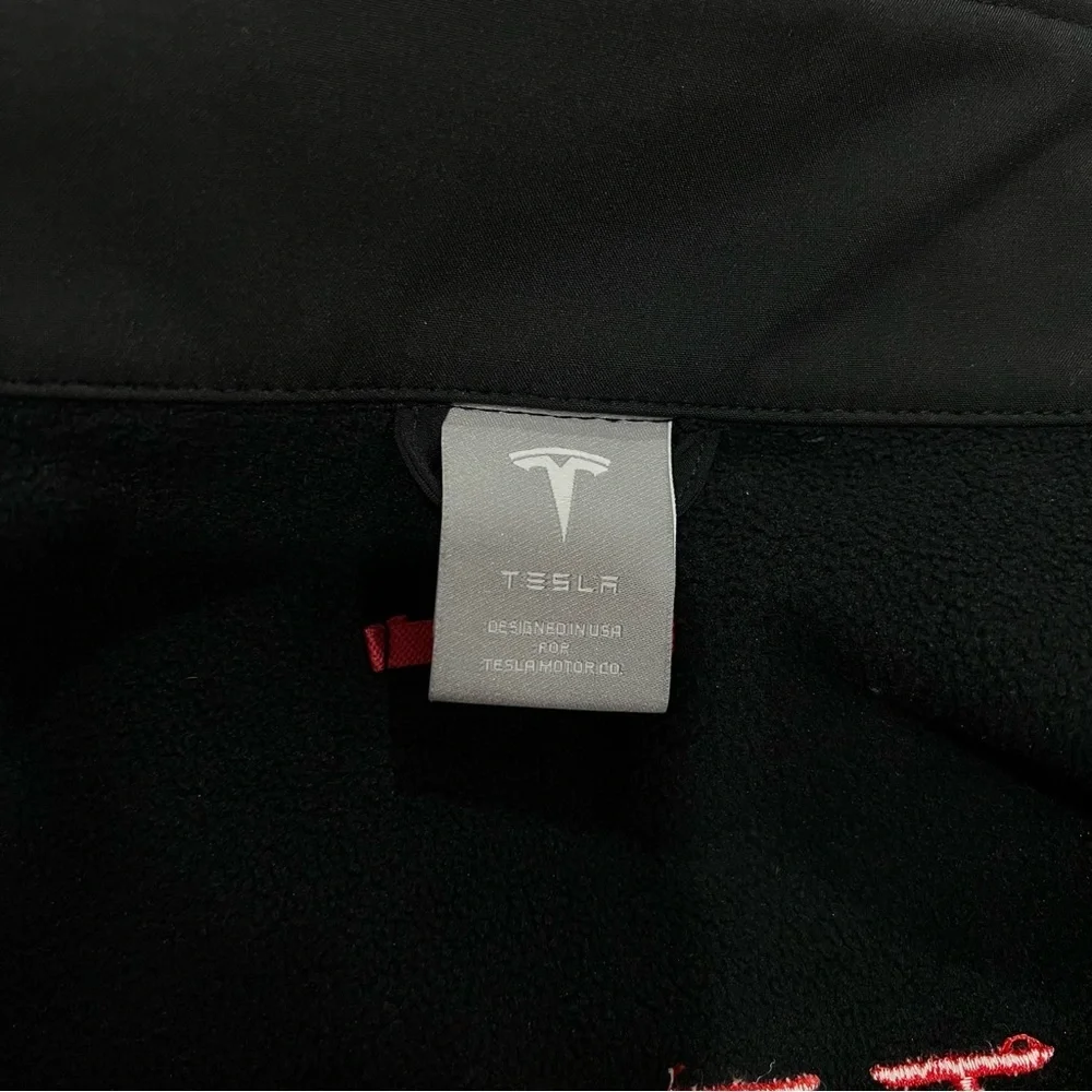 Tesla Men's Sz Large Motor Corporate Employee Black Jacket Red Embroidered Logo